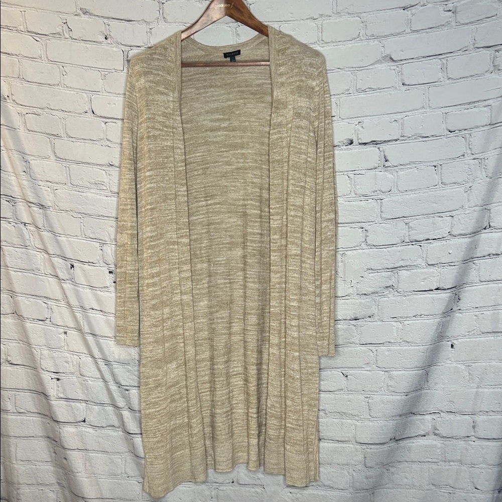 Talbots Heather Tan Open-Front Duster Cardigan Size Large Excellent Condition